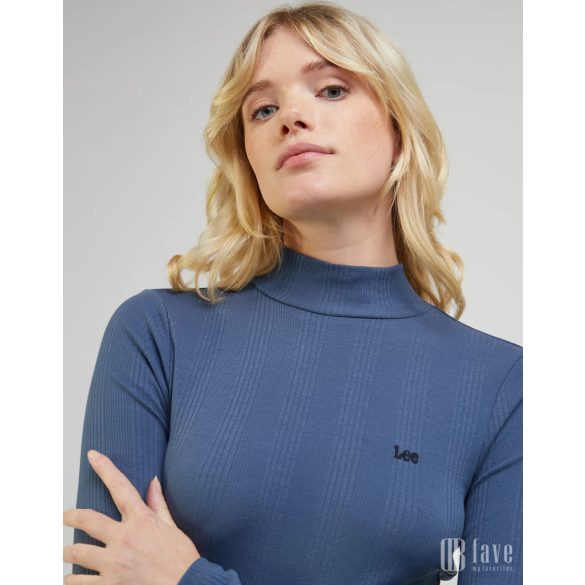 Lee ● Ribbed High Neck ● szürke hosszú ujjú póló