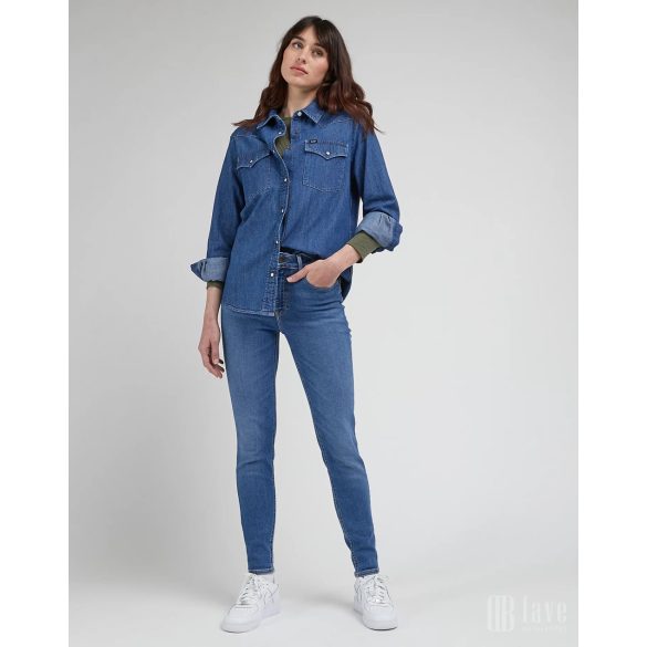 Lee ● ForeverFit ● kék koptatott skinny farmer