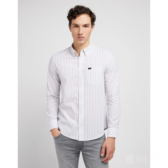 Lee ● Button Down Shirt ● khakizöld csíkos hosszú ujjú ing