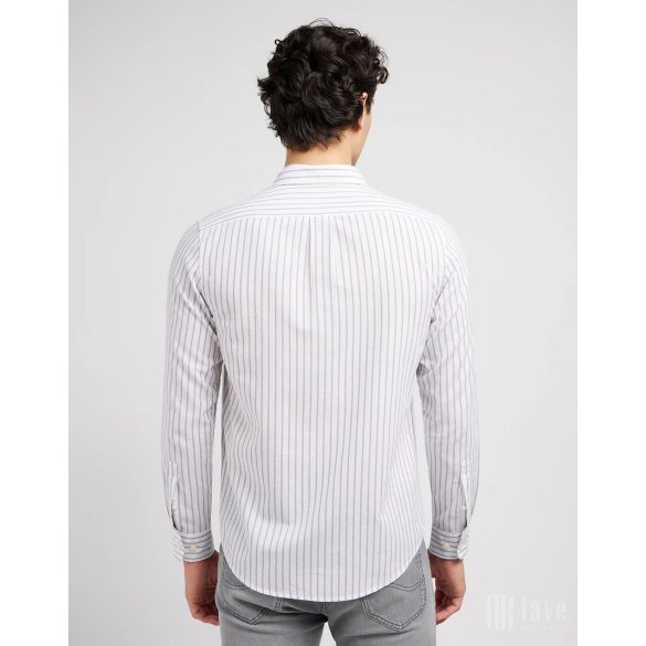 Lee ● Button Down Shirt ● khakizöld csíkos hosszú ujjú ing