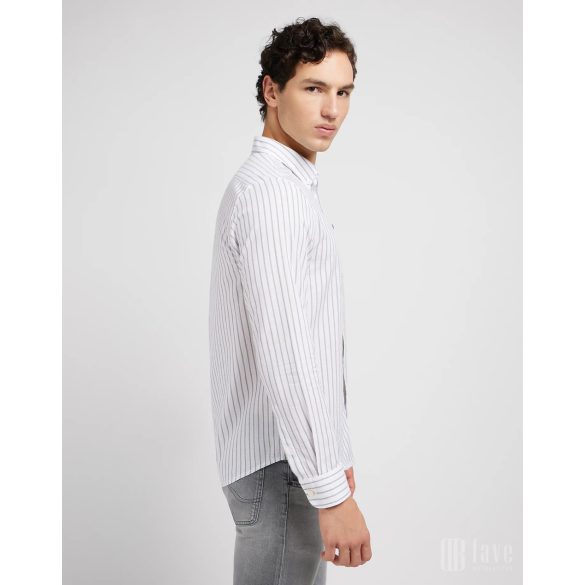 Lee ● Button Down Shirt ● khakizöld csíkos hosszú ujjú ing