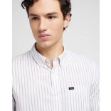 Lee ● Button Down Shirt ● khakizöld csíkos hosszú ujjú ing
