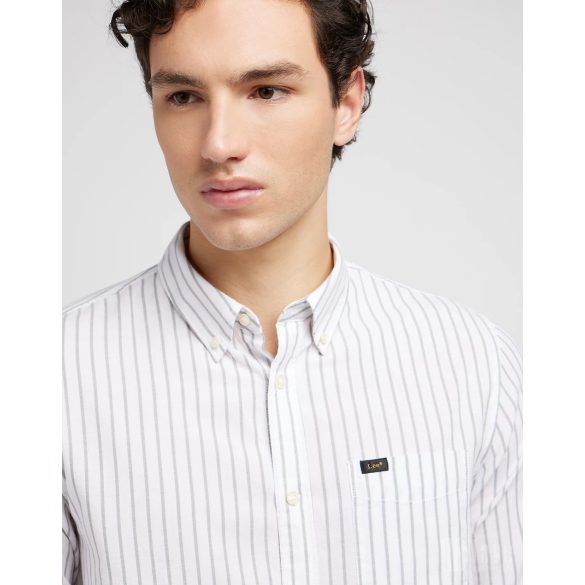 Lee ● Button Down Shirt ● khakizöld csíkos hosszú ujjú ing