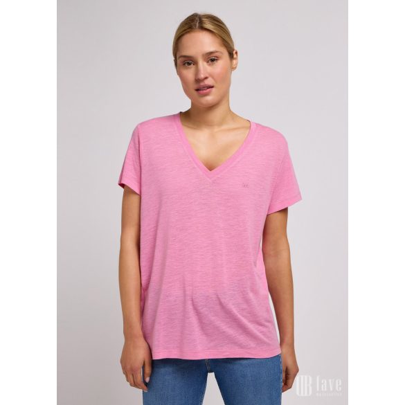 Lee ● V Neck Tee ● rózsaszín rövid ujjú póló 