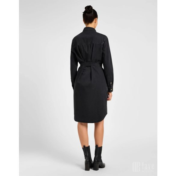 Lee ● All Purpose Shirt Dress ● fekete galléros hosszú ujjú ingruha