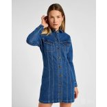 Lee ● Foreverfit Rider Dress ● kék koptatott hosszú ujjú farmerruha
