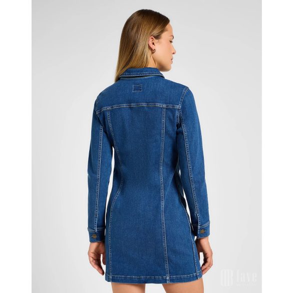 Lee ● Foreverfit Rider Dress ● kék koptatott hosszú ujjú farmerruha