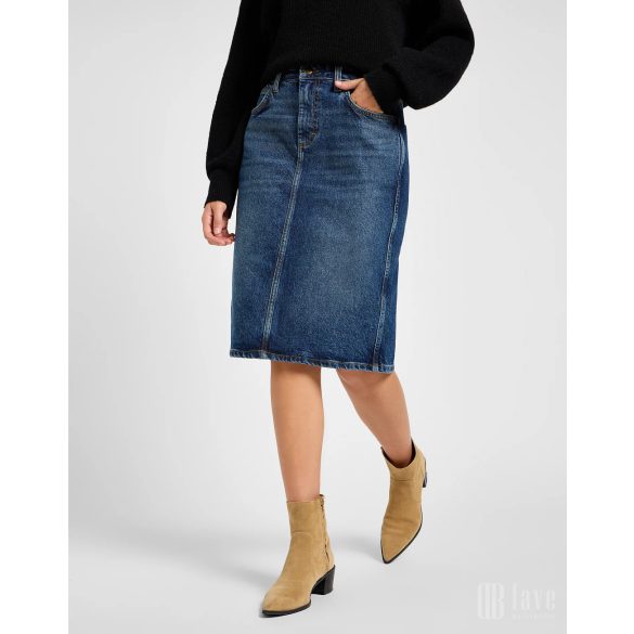 Lee ● Midi Skirt ● középkék koptatott midi farmerszoknya