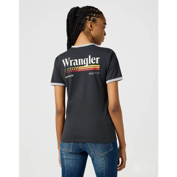 Wrangler ● Ringer Tee ● fekete feliratos rövid ujjú póló