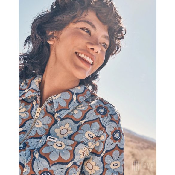 Wrangler ● Shirt Jacket ● kék mintás rövid ujjú farmerdzseki