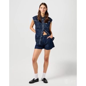 Wrangler ● Pleated Short ● sötétkék farmersort