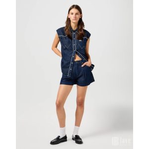 Wrangler ● Pleated Short ● sötétkék farmersort