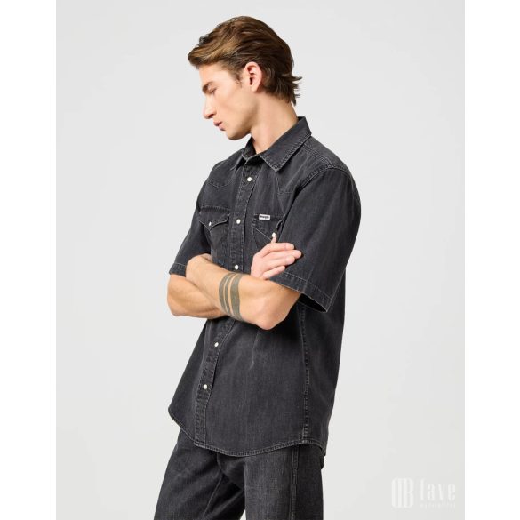 Wrangler ● Western Shirt ● fekete rövid ujjú farmering