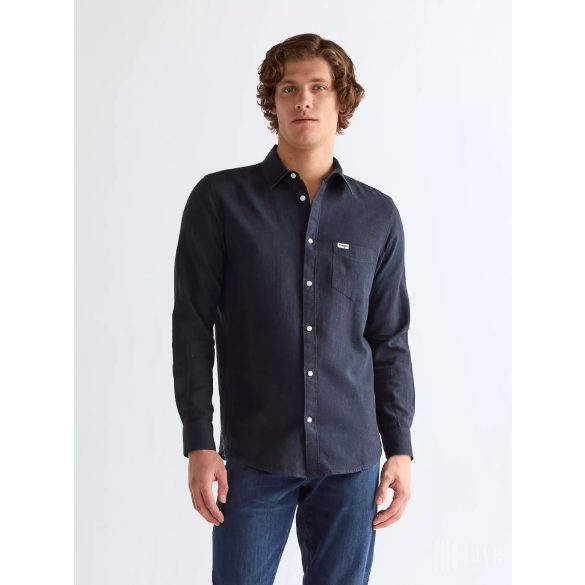 Wrangler ● LS 1PKT Shirt ● sötétkék hosszú ujjú len ing