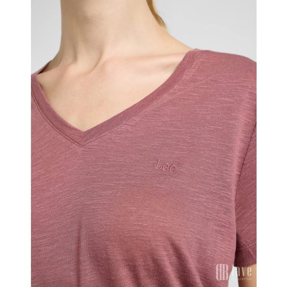 Lee ● V Neck Tee ● bordós rövid ujjú póló 