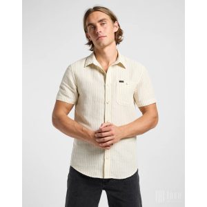 Lee ● Leesure Shirt ● drapp csíkos rövid ujjú ing