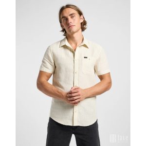 Lee ● Leesure Shirt ● drapp csíkos rövid ujjú ing