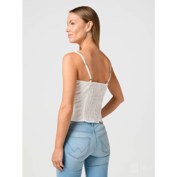 Wrangler ● Eyelet Top ● fehér madeirás pántos trikó