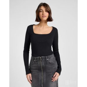 Lee ● Square Neck ● fekete hosszú ujjú póló