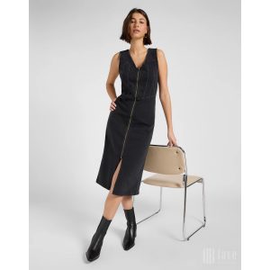Lee ● Long Vest Dress ● fekete ujjatlan farmerruha