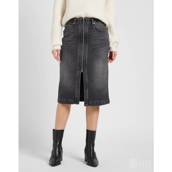 Lee ● Moto Skirt ● fekete koptatott midi farmerszoknya
