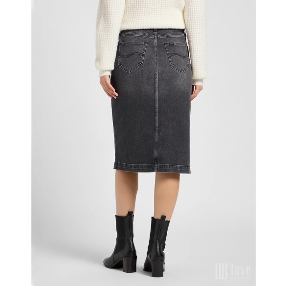 Lee ● Moto Skirt ● fekete koptatott midi farmerszoknya