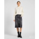 Lee ● Moto Skirt ● fekete koptatott midi farmerszoknya