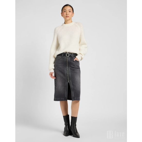 Lee ● Moto Skirt ● fekete koptatott midi farmerszoknya