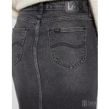 Lee ● Moto Skirt ● fekete koptatott midi farmerszoknya