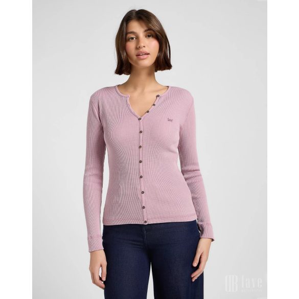 Lee ● Washed Waffle Henley ● lila hosszú ujjú póló