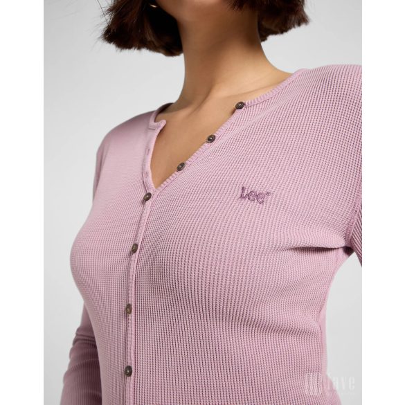 Lee ● Washed Waffle Henley ● lila hosszú ujjú póló