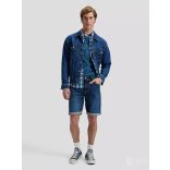 Lee ● 5 Pocket Short ● sötétkék koptatott farmersort