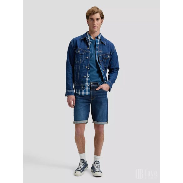 Lee ● 5 Pocket Short ● sötétkék koptatott farmersort