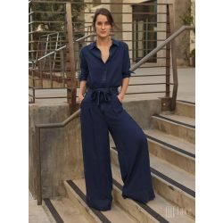 Lee ● Pleated Wide Leg ● kék bőszárú nadrág 