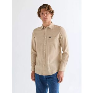 Wrangler ● LS 1PKT Shirt ● homokszínű hosszú ujjú len ing