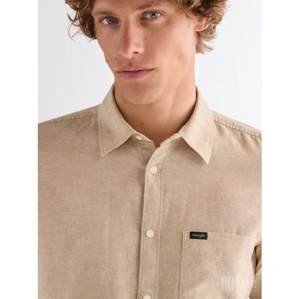 Wrangler ● LS 1PKT Shirt ● homokszínű hosszú ujjú len ing