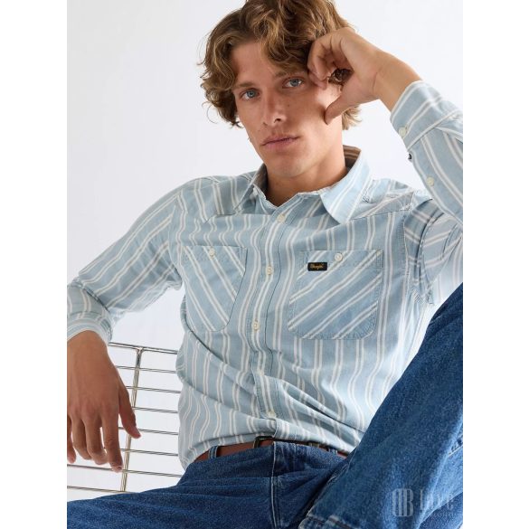 Wrangler ● Chambray Shirt ● világoskék csíkos hosszú ujjú ing