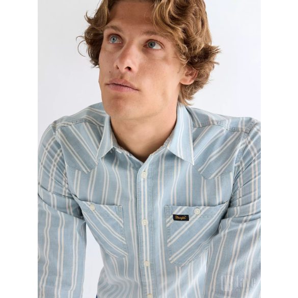 Wrangler ● Chambray Shirt ● világoskék csíkos hosszú ujjú ing
