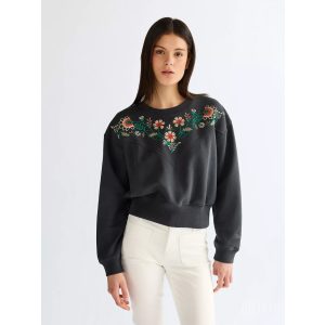Wrangler ● Embroidered Sweat ●fekete hímzett pulóver