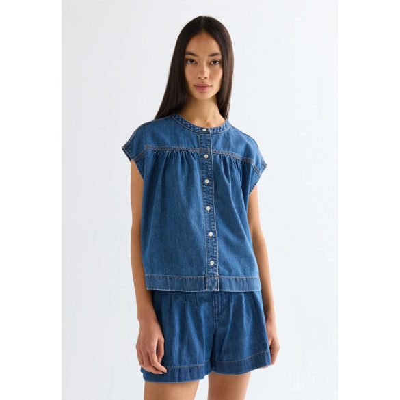 Wrangler ● Drop Shoulder ● kék rövid ujjú farmer blúz