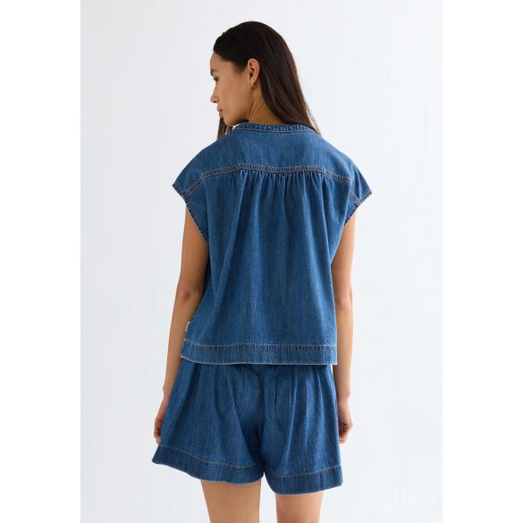 Wrangler ● Drop Shoulder ● kék rövid ujjú farmer blúz