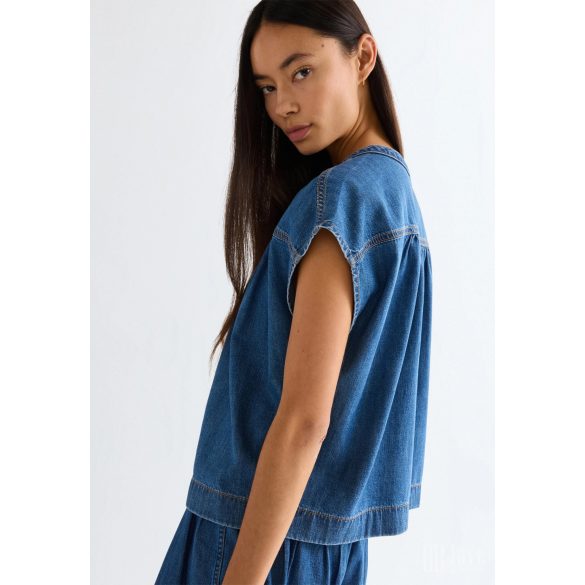 Wrangler ● Drop Shoulder ● kék rövid ujjú farmer blúz