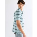 Wrangler ● Stripe Polo ● világoskék csíkos rövid ujjú piké póló