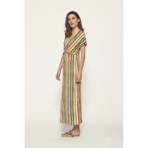 Md'M ● Knitted Dresses ● színes csíkos rövid ujjú ruha