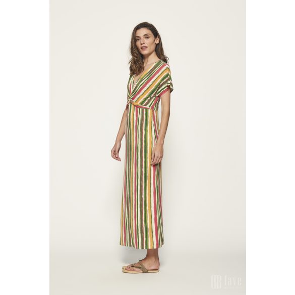 Md'M ● Knitted Dresses ● színes csíkos rövid ujjú ruha