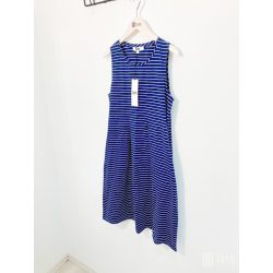 Md'M ● Knitted Dresses ● kék csíkos ujjatlan ruha