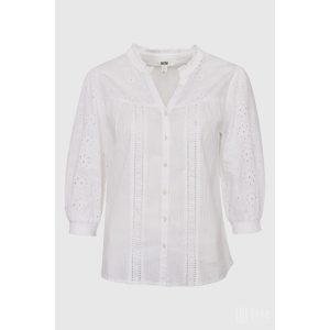 Md'M ● Blouses ● törtfehér madeirás 3/4 ujjú ingblúz