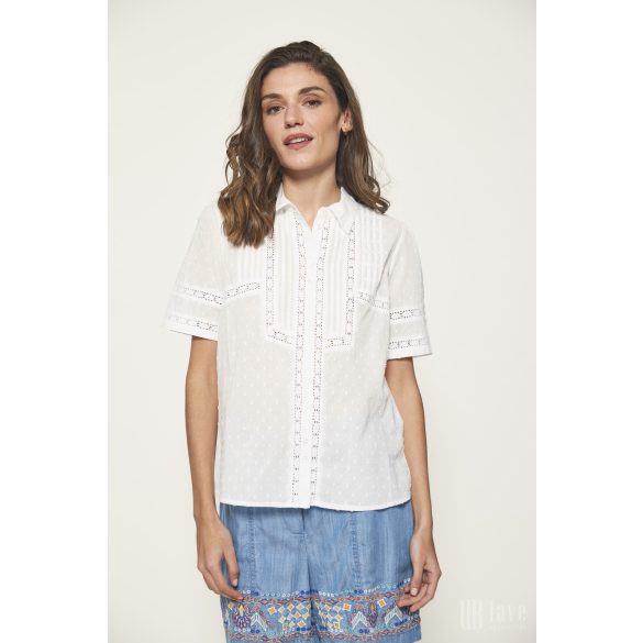 Md'M ● Blouses ● törtfehér madeirás 3/4 ujjú ingblúz