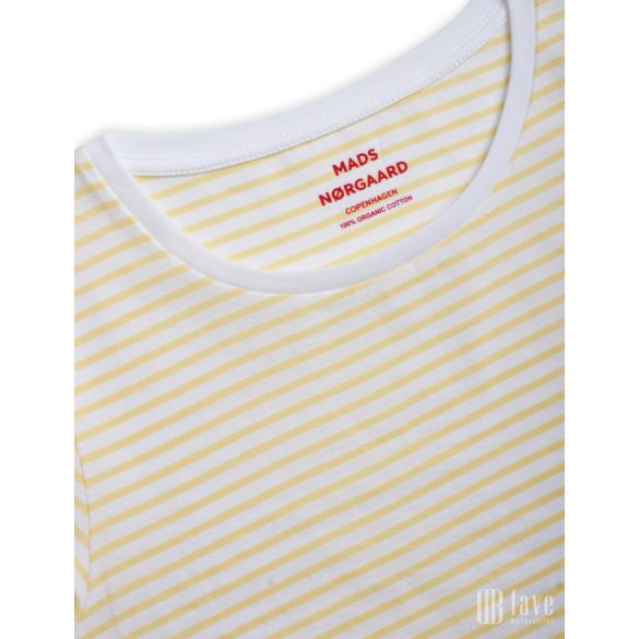 Mads Nørgaard ● Organic Favorite Stripe Teasy ● fehér és sárga csíkos rövid ujjú pamut póló