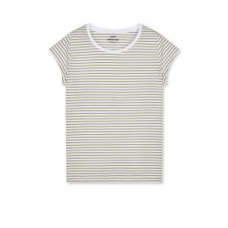   Mads Nørgaard ● Organic Favorite Stripe Teasy Tee ● világoskhaki csíkos rövid ujjú póló